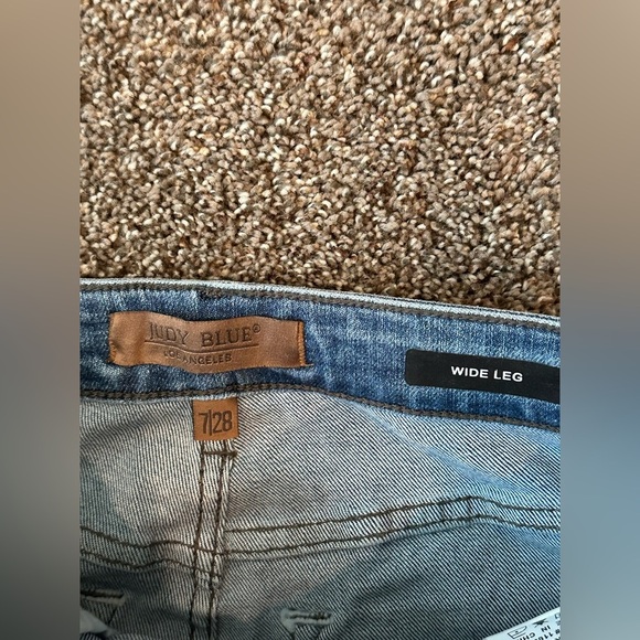 Judy Blue Jeans Womens 7/28 Blue Wide Leg High Rise Braid Detail Crop - Picture 5 of 6